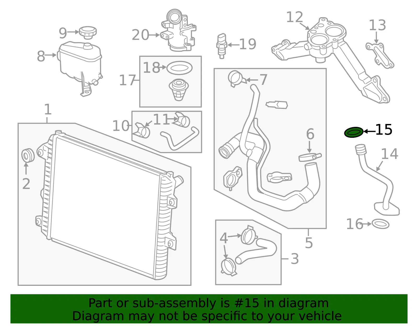 Thermostat Bypass Pipe Seal - GM (94011602) - view 4