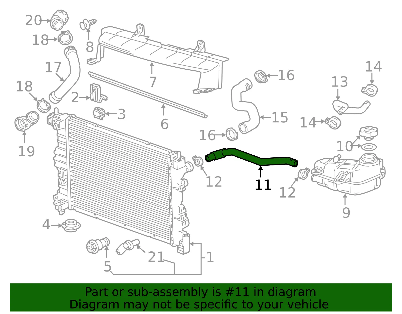 Radiator Surge Tank Outlet Hose - GM (95275151) - view 5