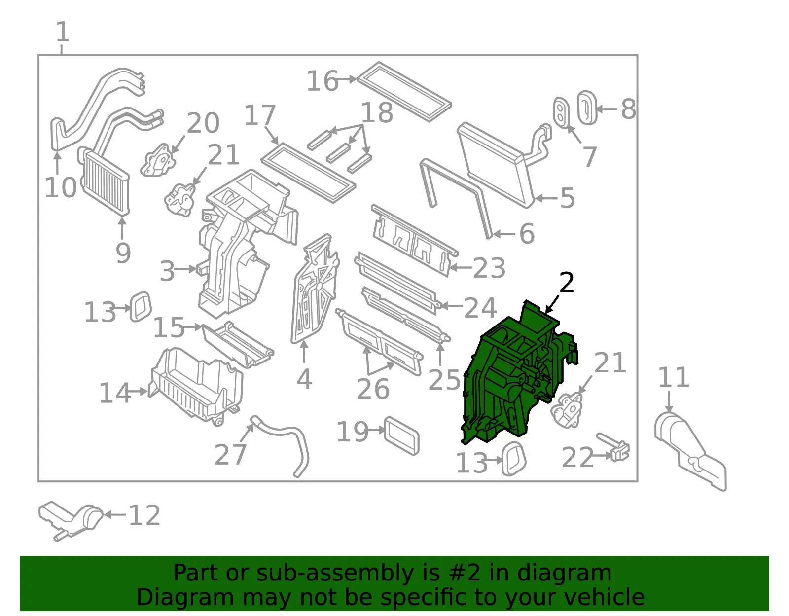 A/C Evaporator Core Case - Passenger Side (RH) - Kia (97135-2T030) - view 2