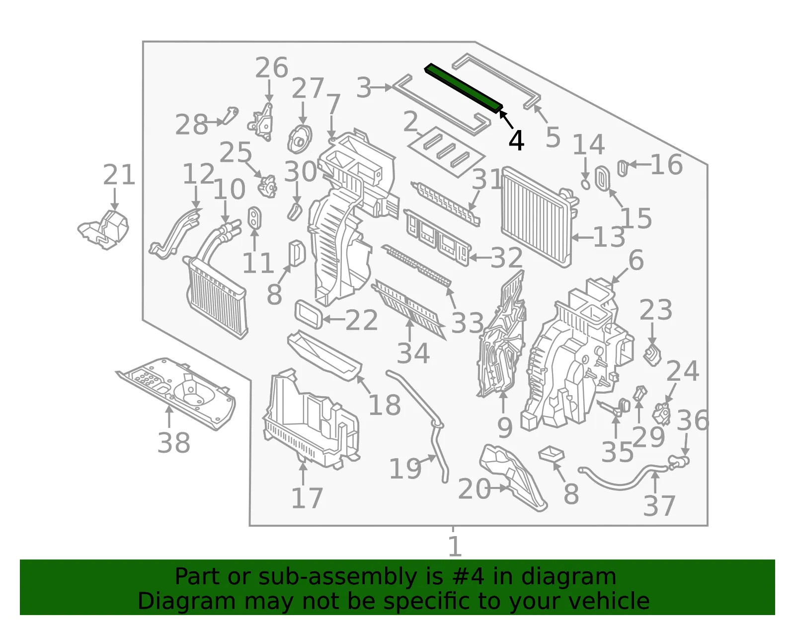 AC & Heater Assembly Upper Seal - Kia (97165-C6000) - view 2