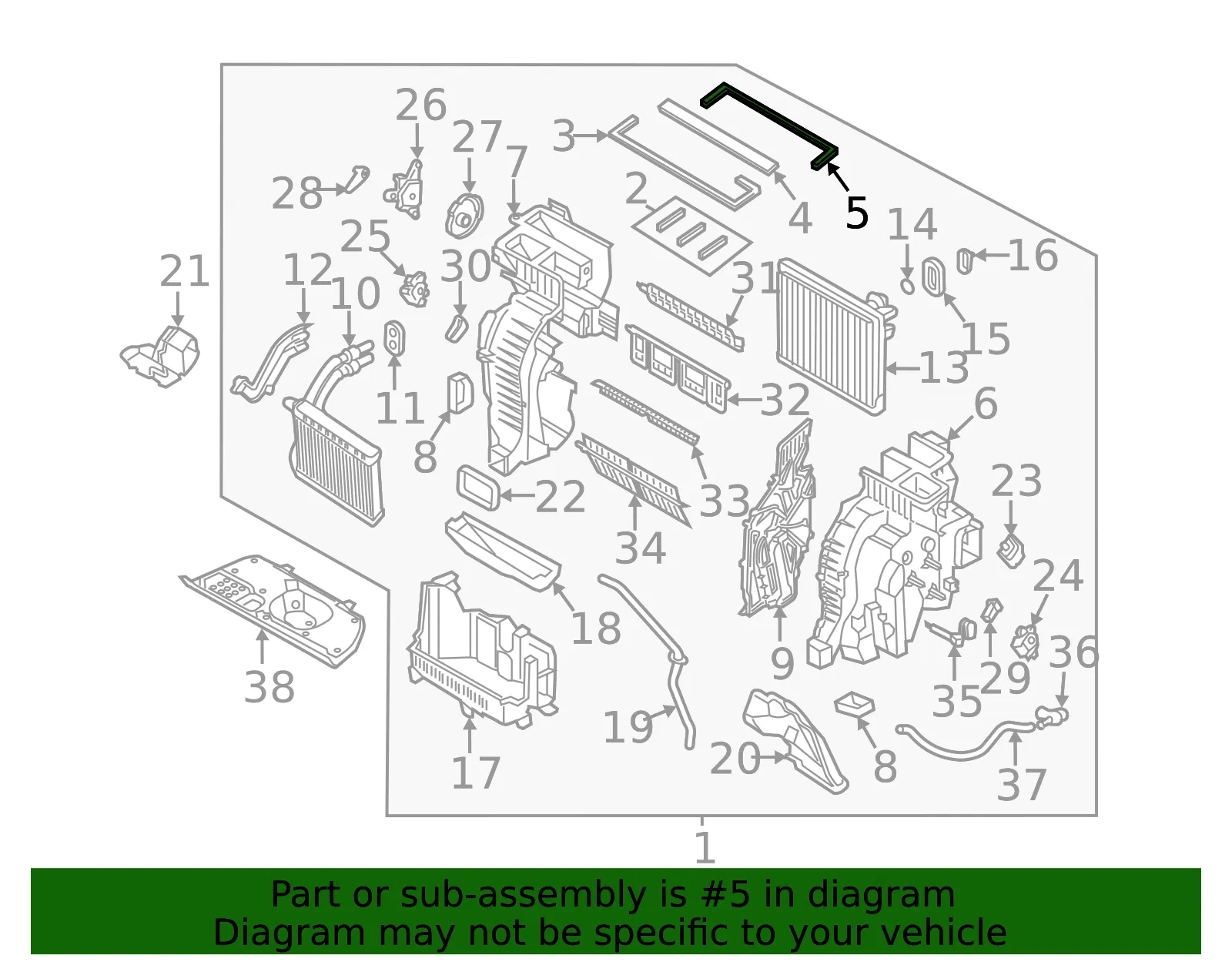 AC & Heater Assembly Upper Seal - Kia (97165-C6020) - view 2