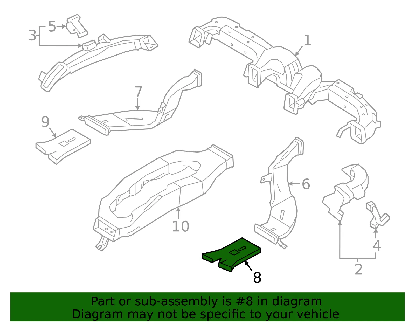Rear Duct - Passenger Side (RH) - Kia (97366-B0000) - view 2