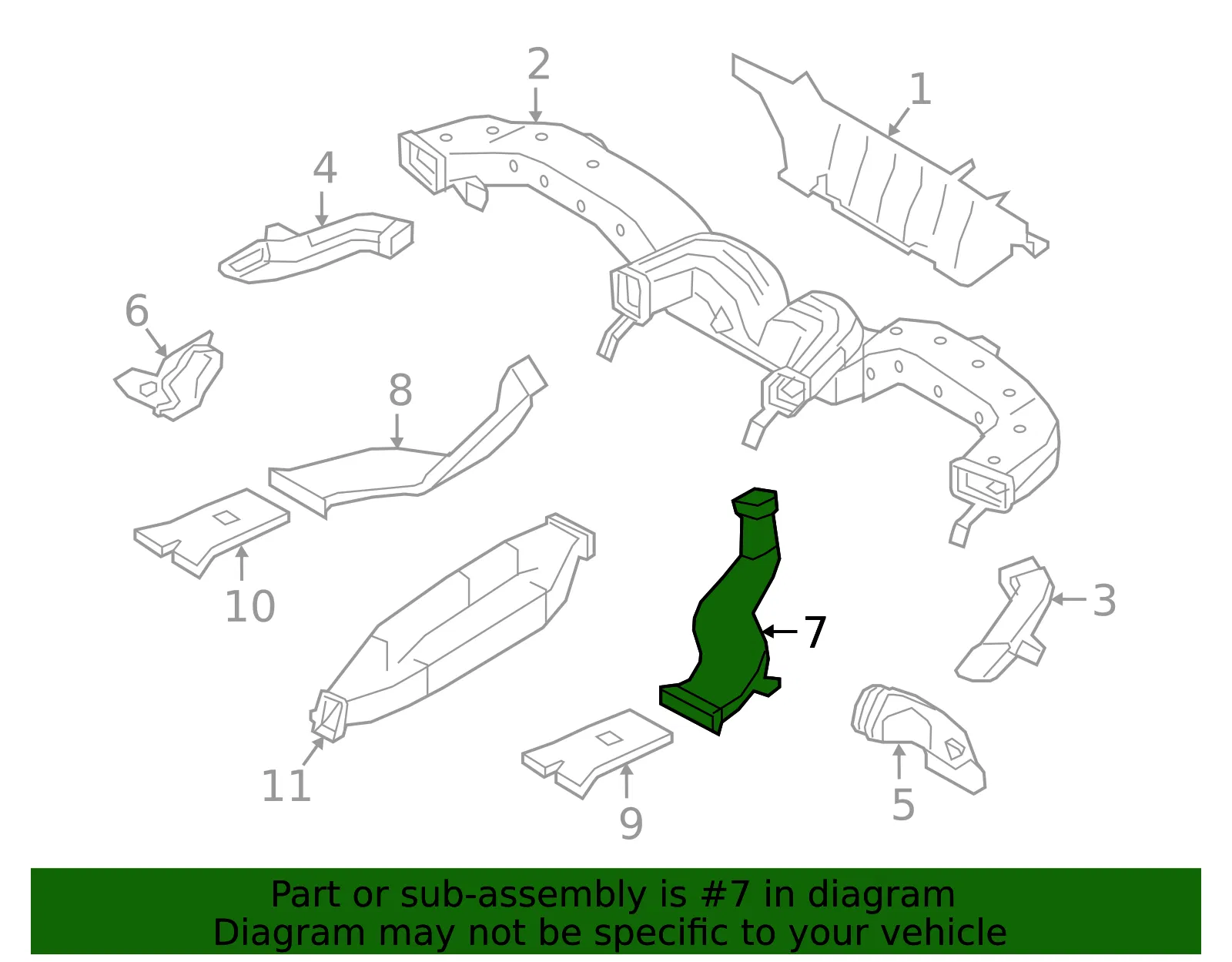 Lower Duct - Passenger Side (RH) - Kia (97370-G5000) - view 2
