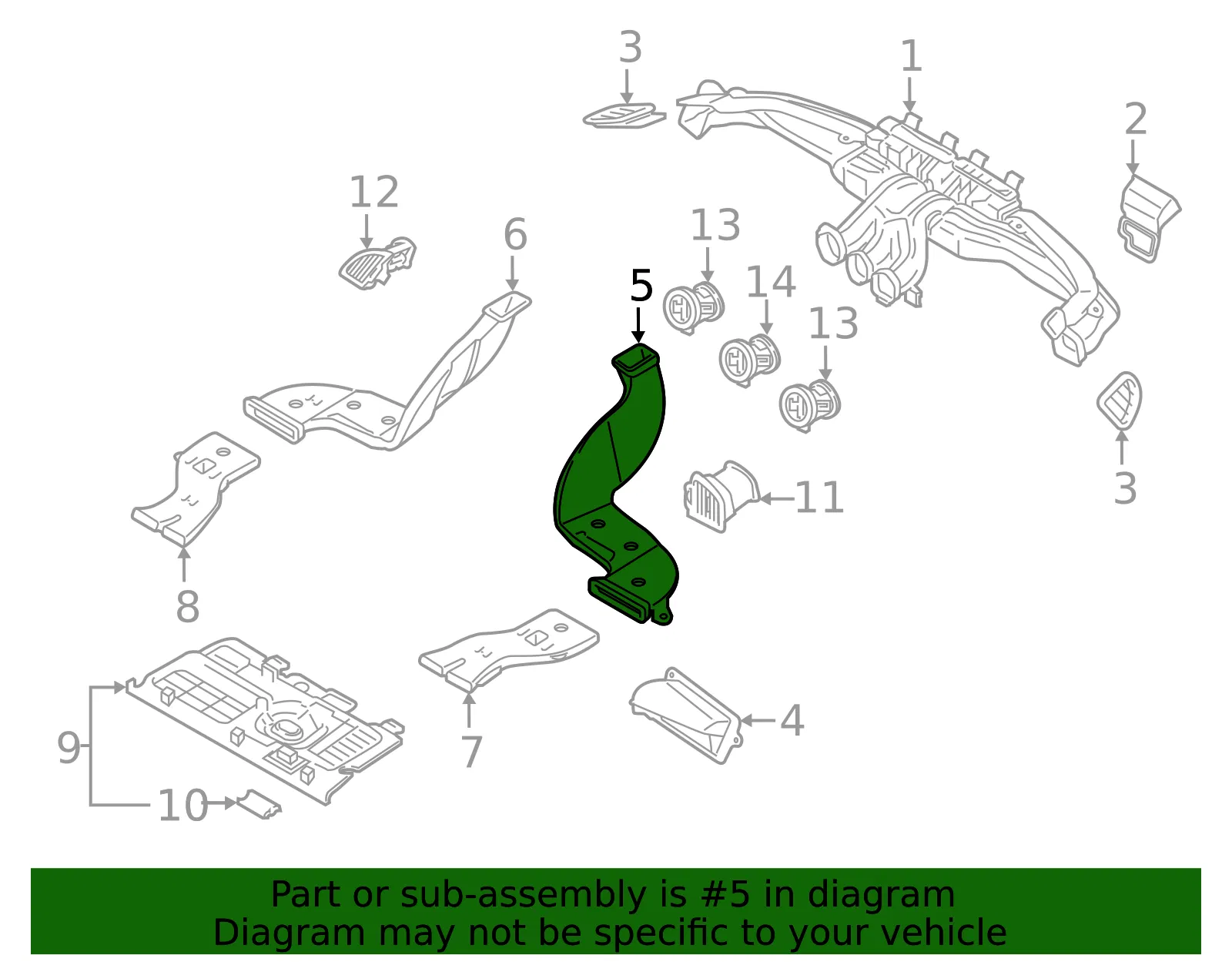 Floor Duct - Passenger Side (RH) - Kia (97370-J5000) - view 2