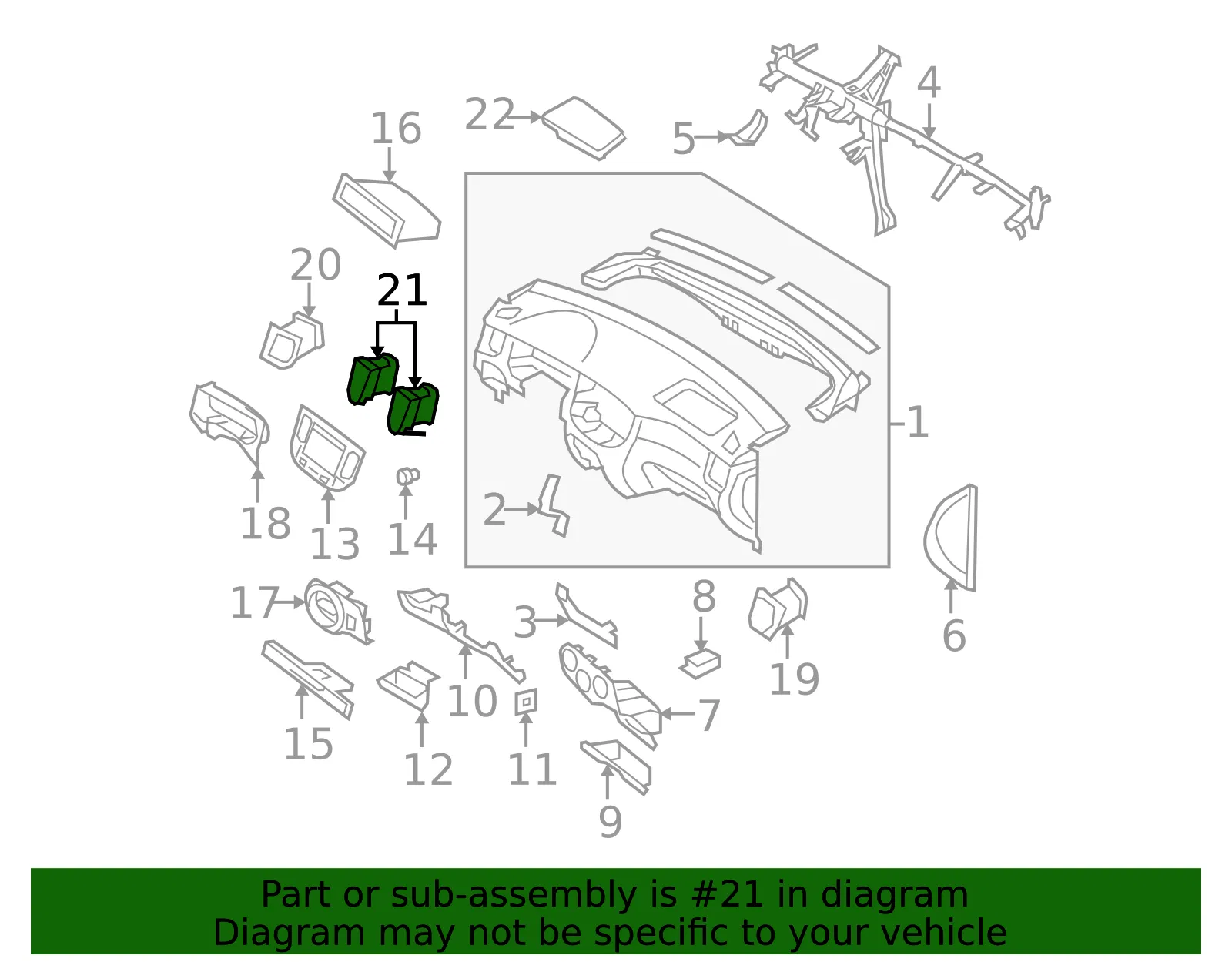 Center Duct - Passenger Side (RH) - Kia (97420-1G000GD) - view 2