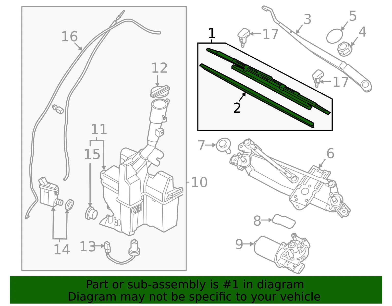 Wiper Blade - Kia (98360-AA100) - view 2