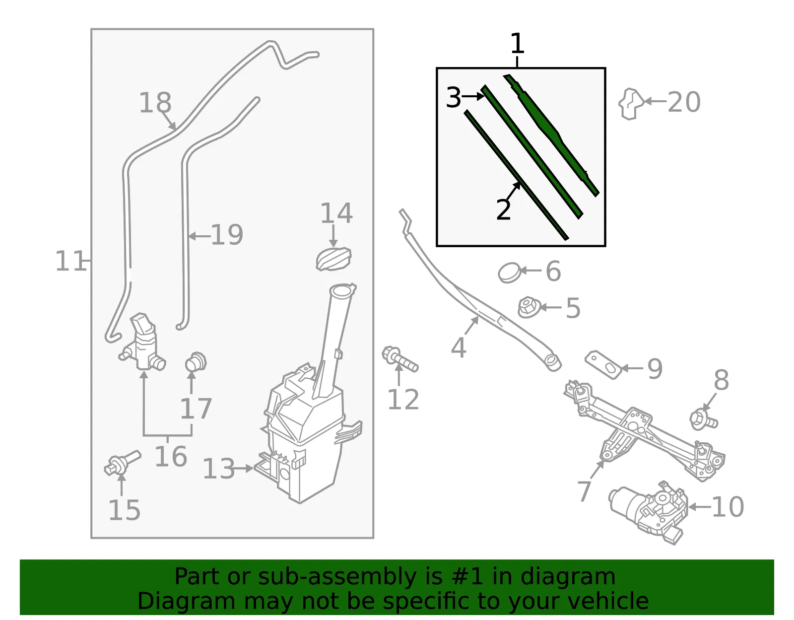 Wiper Blade - Driver's Side (LH) - Kia (98350-S1000) - view 2