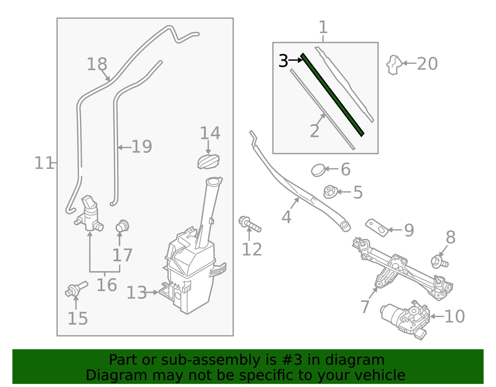 Wiper Blade Guide - Driver's Side (LH) - Kia (98355-2W000) - view 2