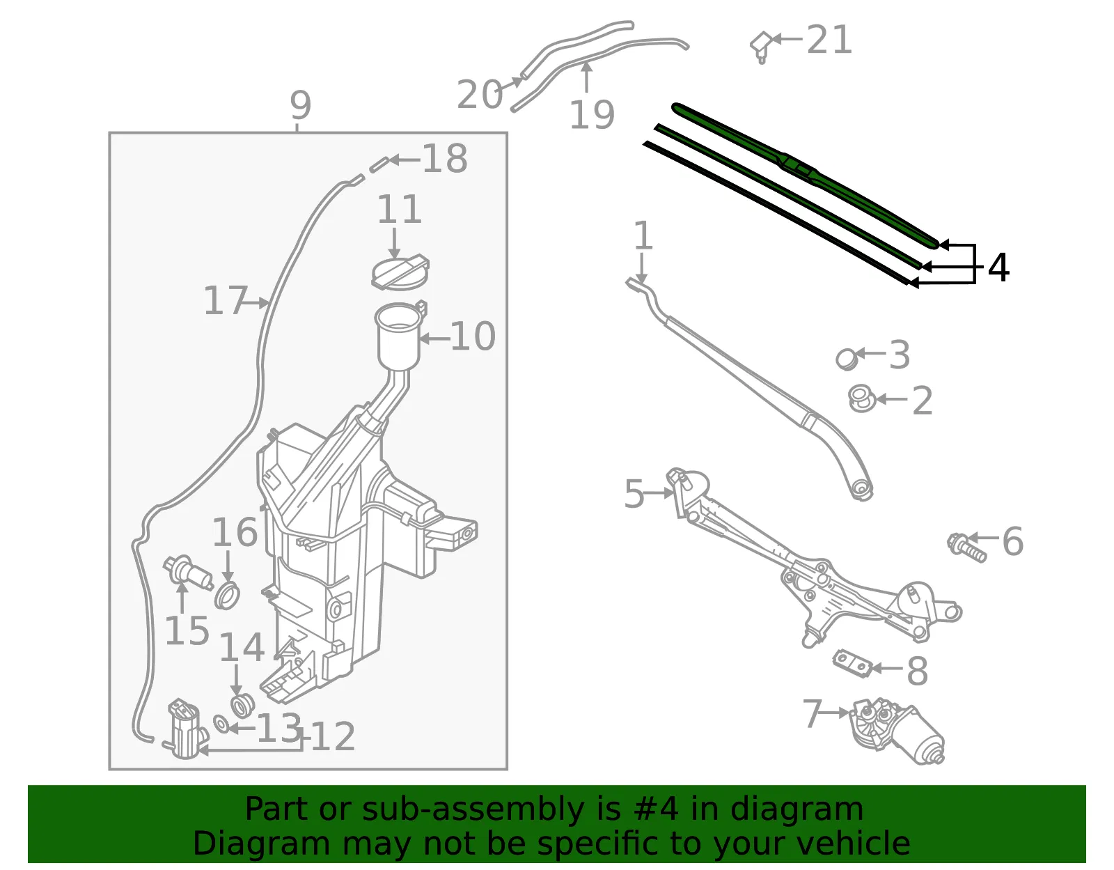 Wiper Blade - Passenger Side (RH) - Kia (98360-C5600) - view 2