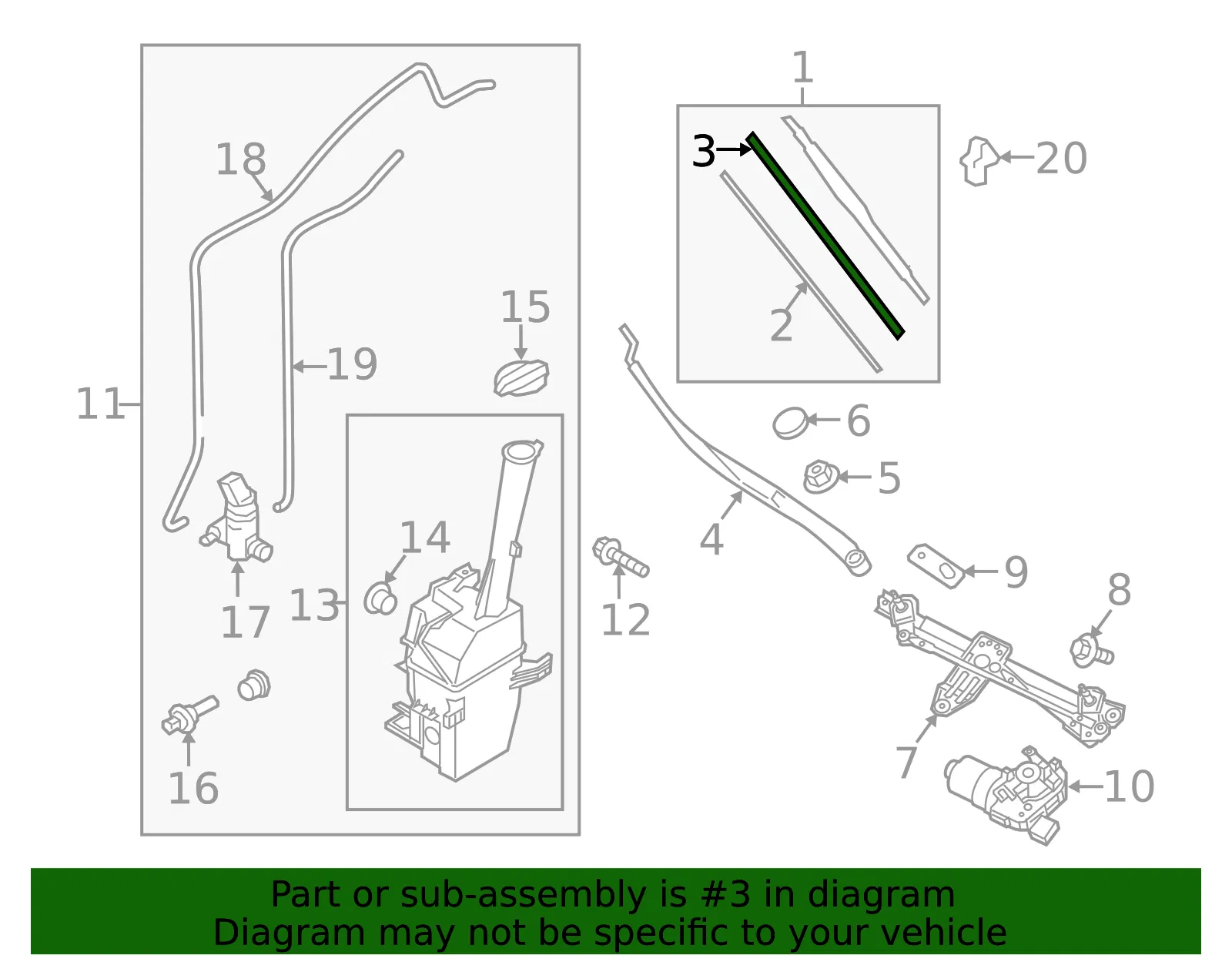 Wiper Blade Guide - Passenger Side (RH) - Kia (98365-2S000) - view 2