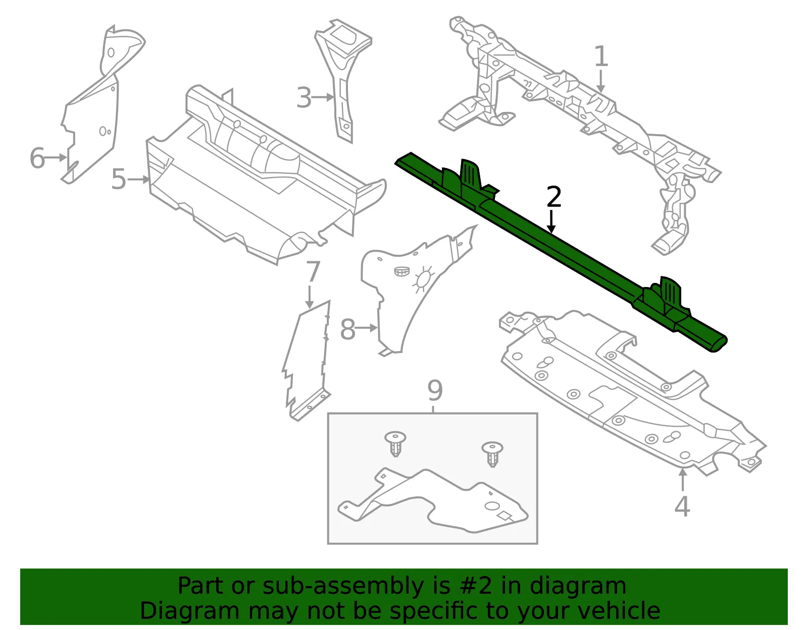 Radiator Support Tie Bar - Ford (bl1z16139a) - view 4