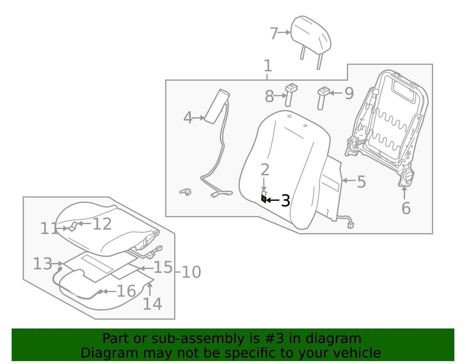 Pad R Back Frt - Passenger Side (RH) - Mazda (BDR4-88-132) - view 2