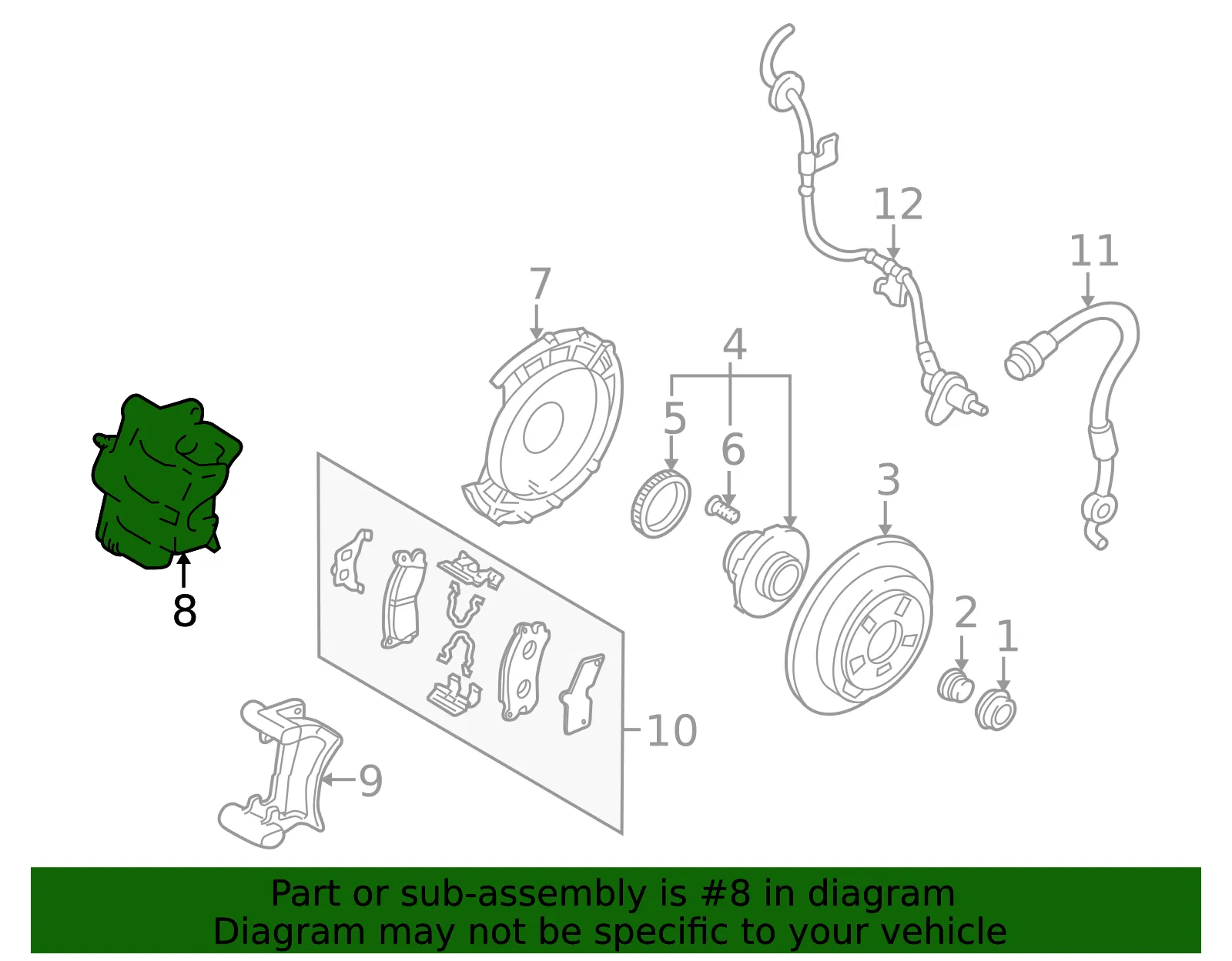 Caliper - Passenger Side (RH) - Mazda (BKZT-26-98ZA) - view 2