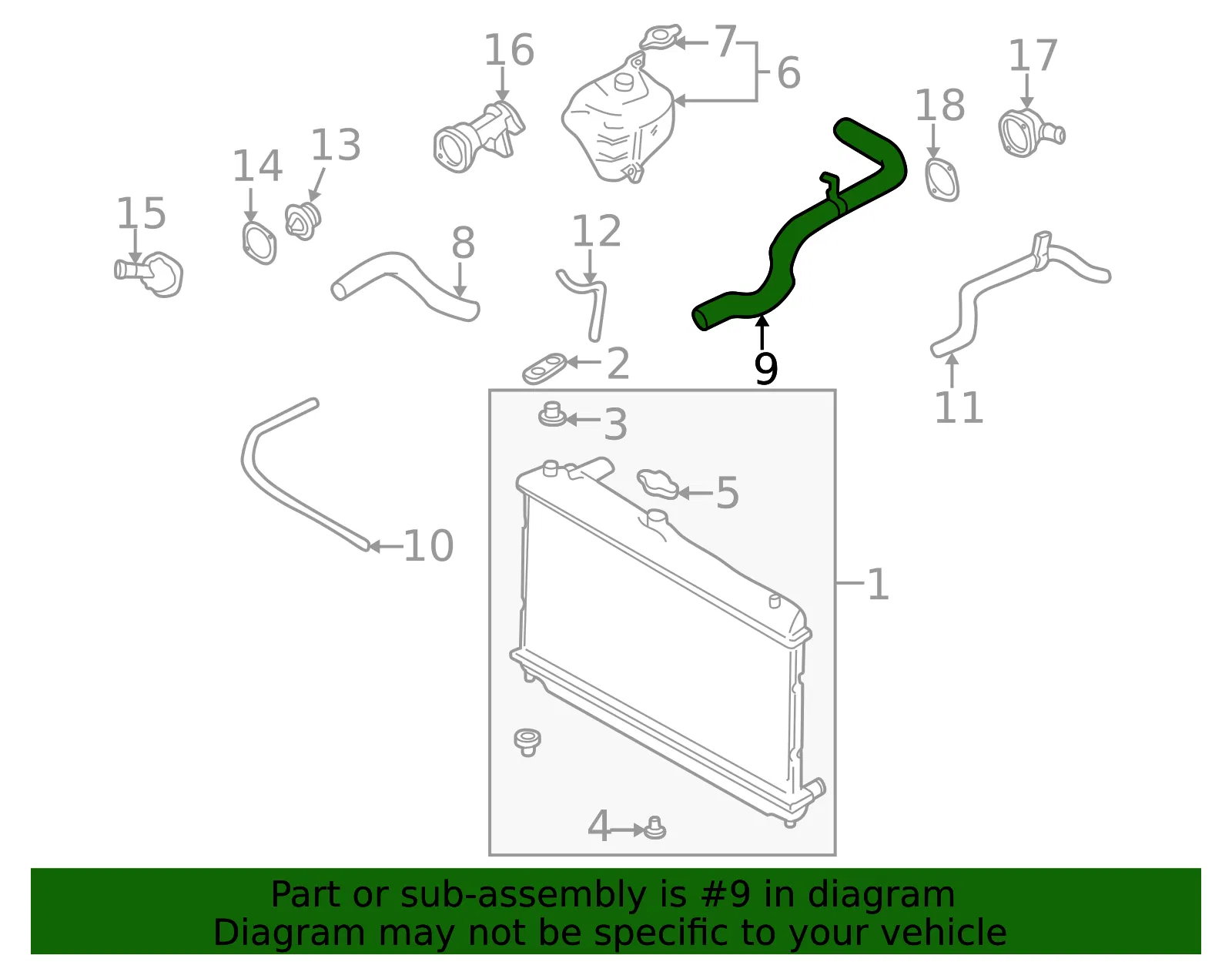 Radiator Coolant Hose - Mazda (BP4W-15-185B) - view 3