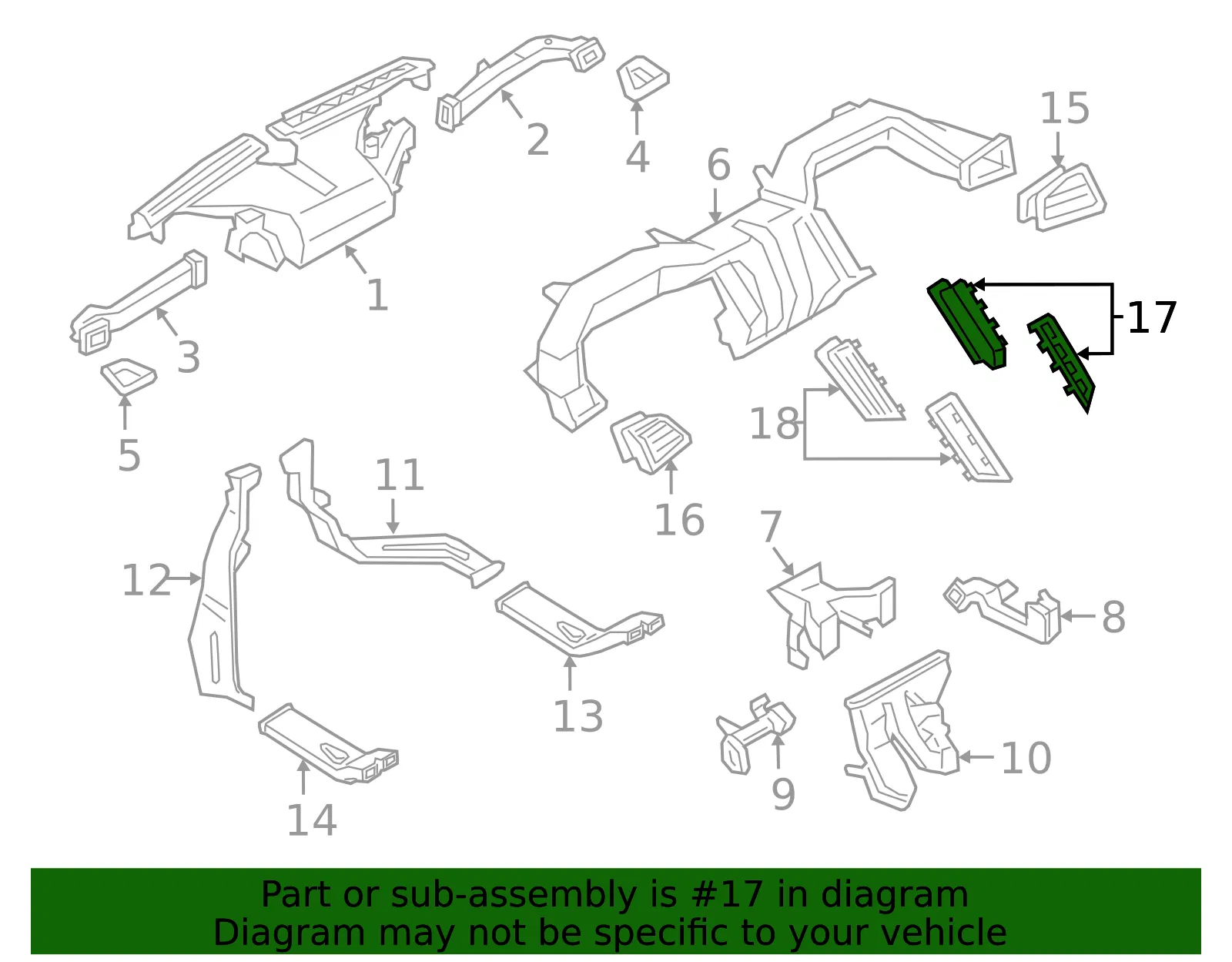 Dashboard Air Vent - Ford (EM2Z-19893-AC) - view 9
