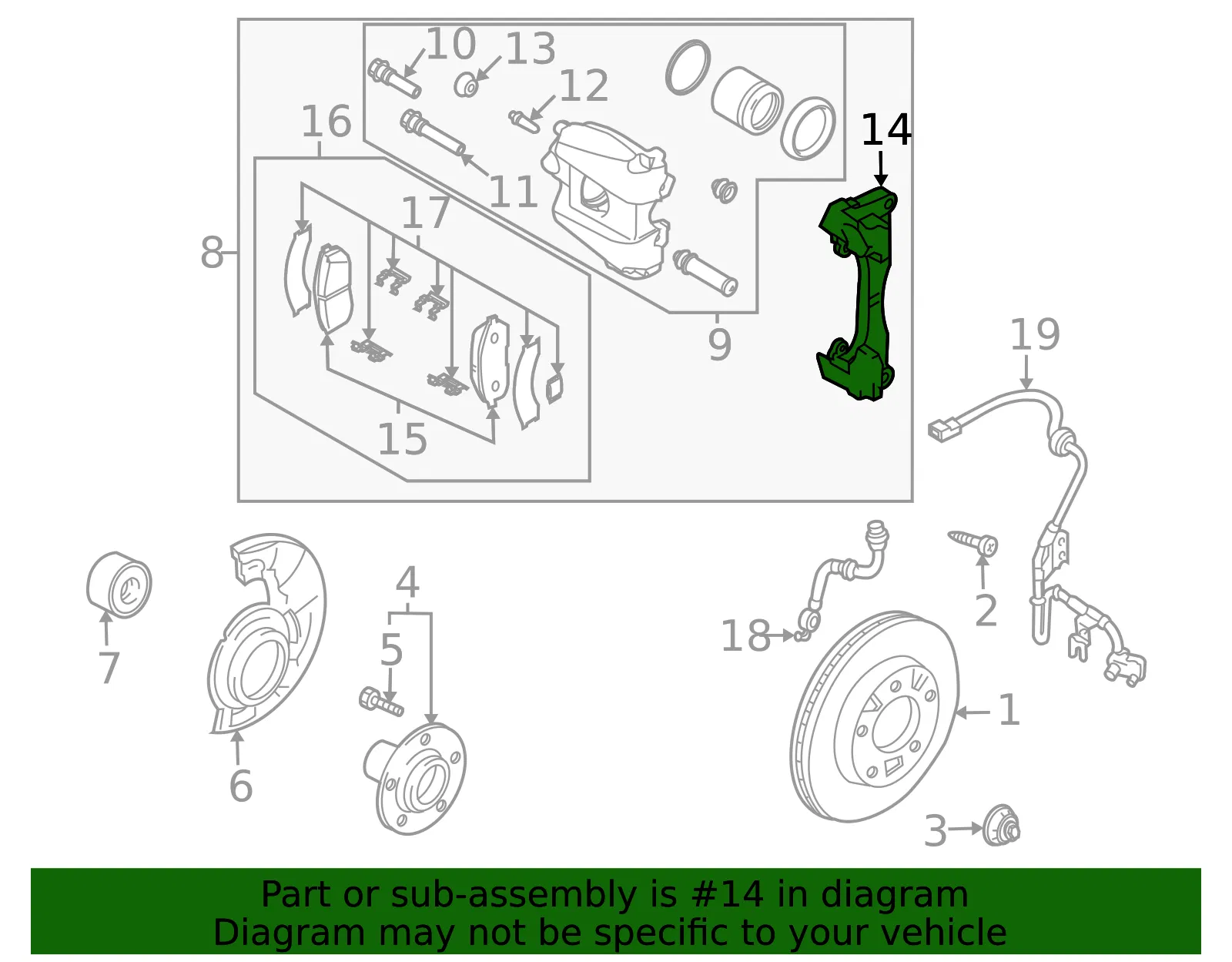 Caliper Support - Passenger Side (RH) - Mazda (L232-33-281A) - view 3