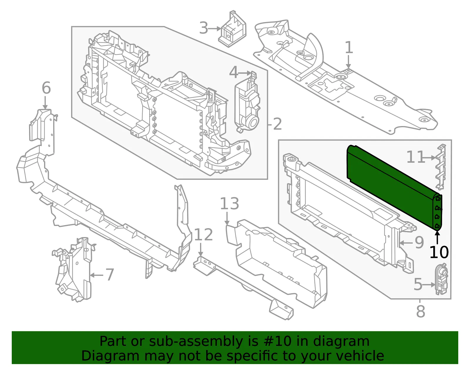 Radiator Shutter Spacer - Ford (MB3Z-8472-B) - view 3