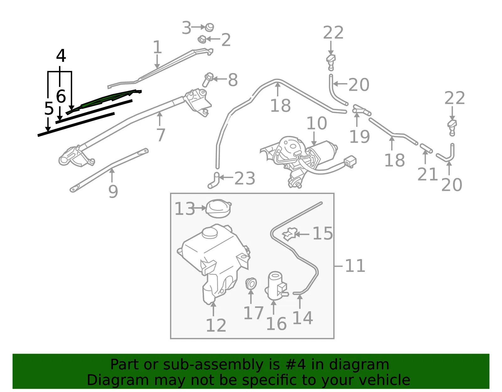 Wiper Blade - Passenger Side (RH) - Mazda (NE52-67-330B) - view 3