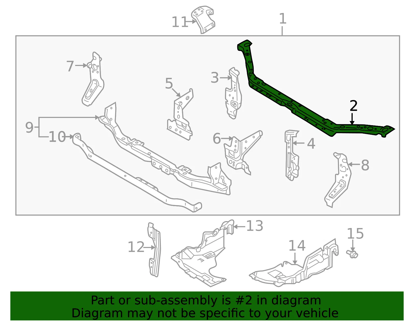 Radiator Support Tie Bar - Mazda (bj0j53150d) - view 2
