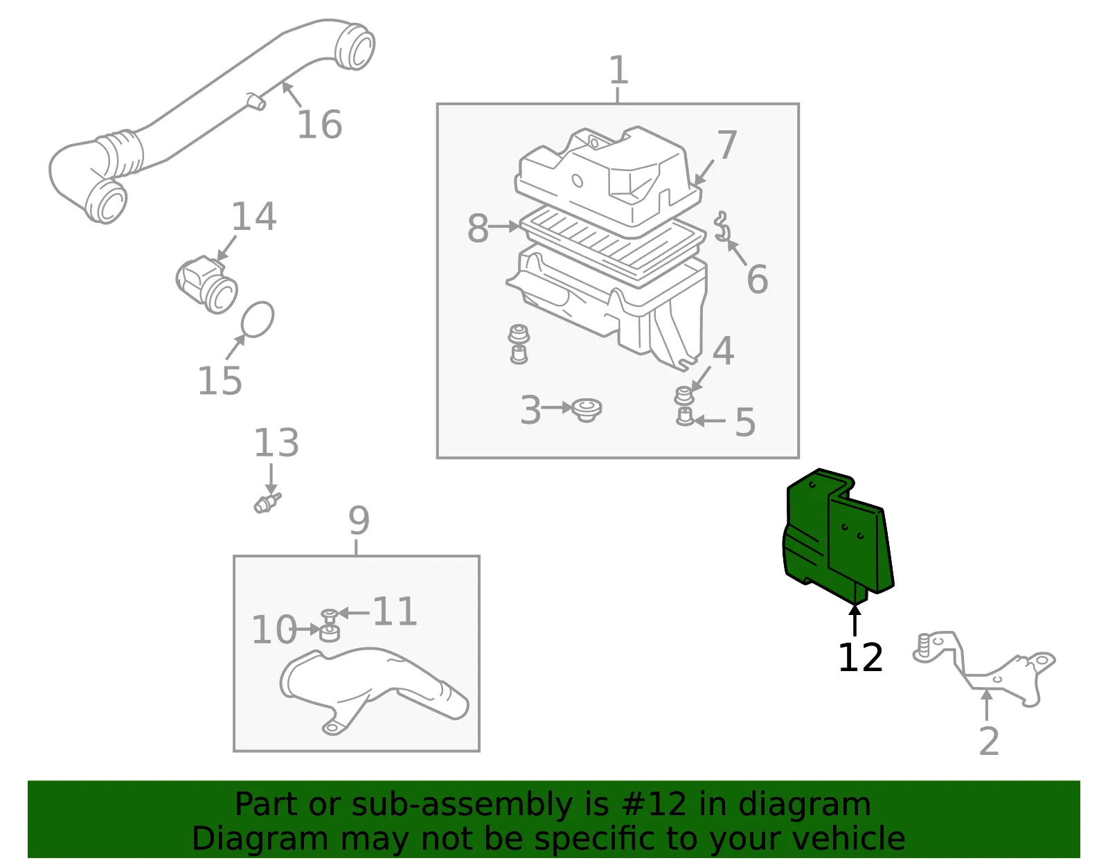 Air Cleaner Baffle - Mazda (bp4w13204a) - view 2
