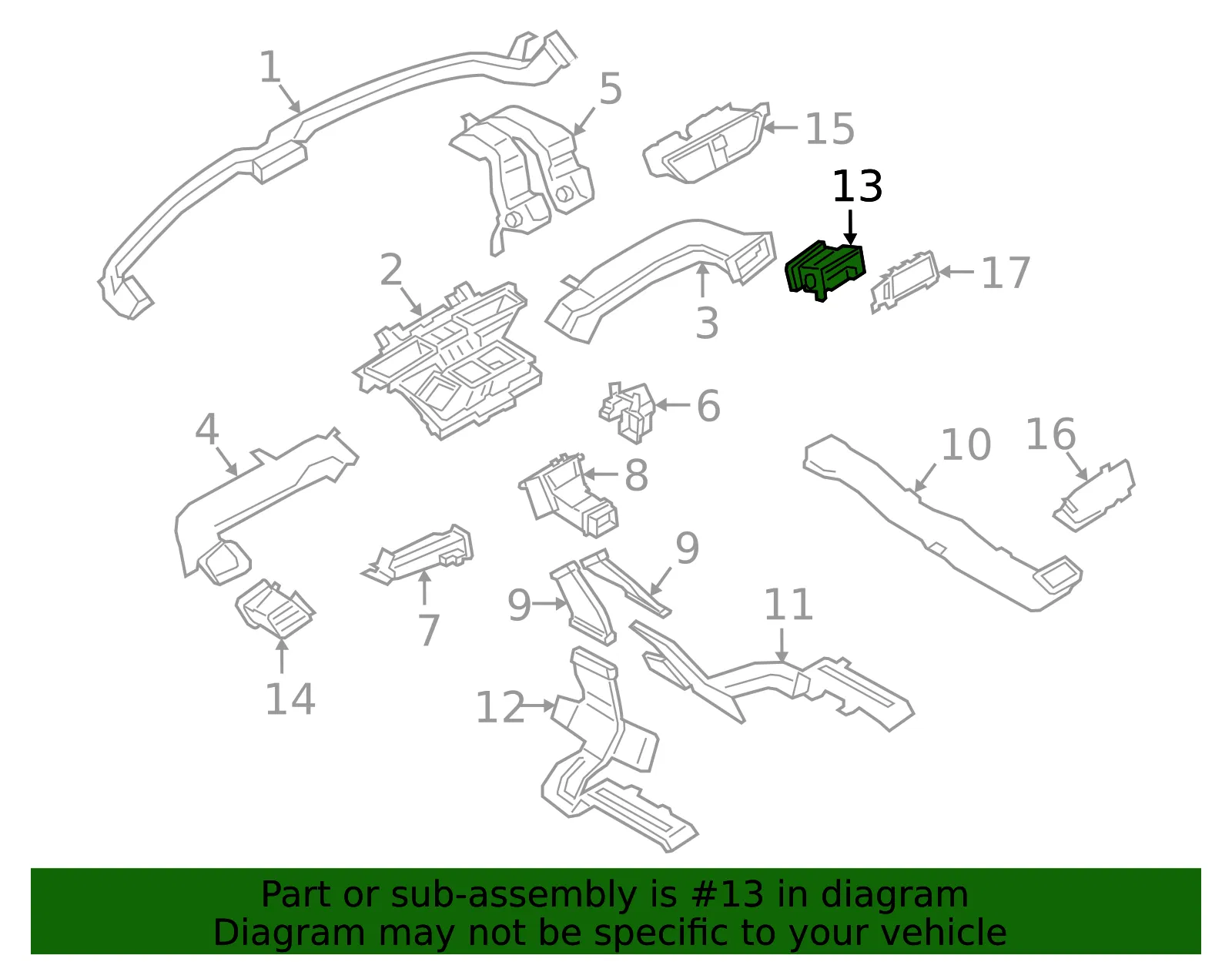Dashboard Air Vent - Ford (jx7z19893aac) - view 3