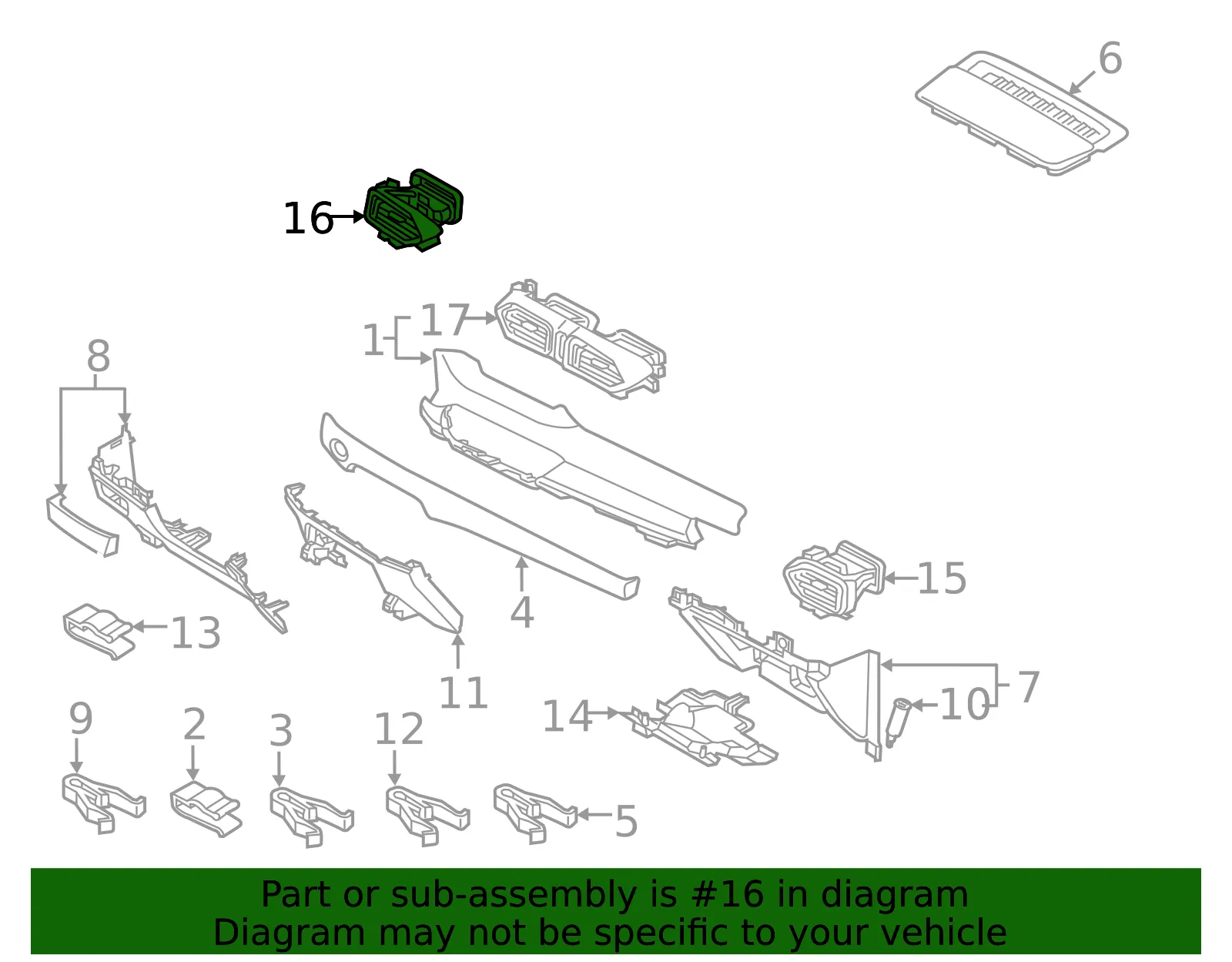 Dashboard Air Vent - Mazda (ksd56483002) - view 2