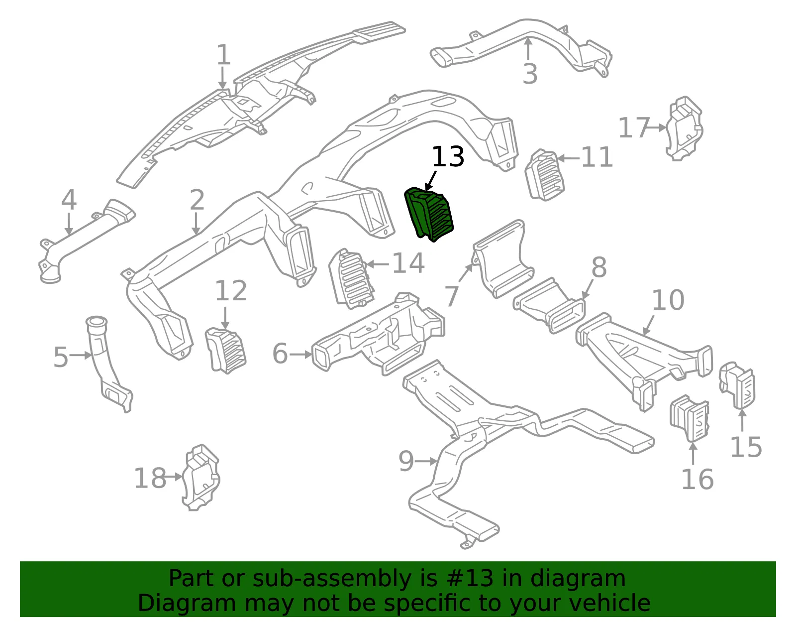 Dashboard Air Vent - Ford (ml3z19893aj) - view 9
