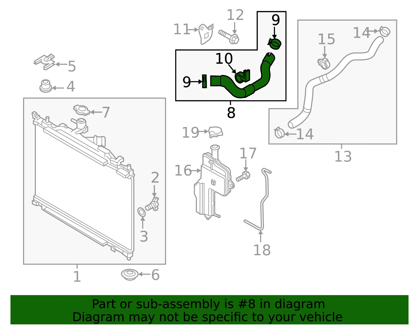 Radiator Coolant Hose - Mazda (pehh1518x) - view 2