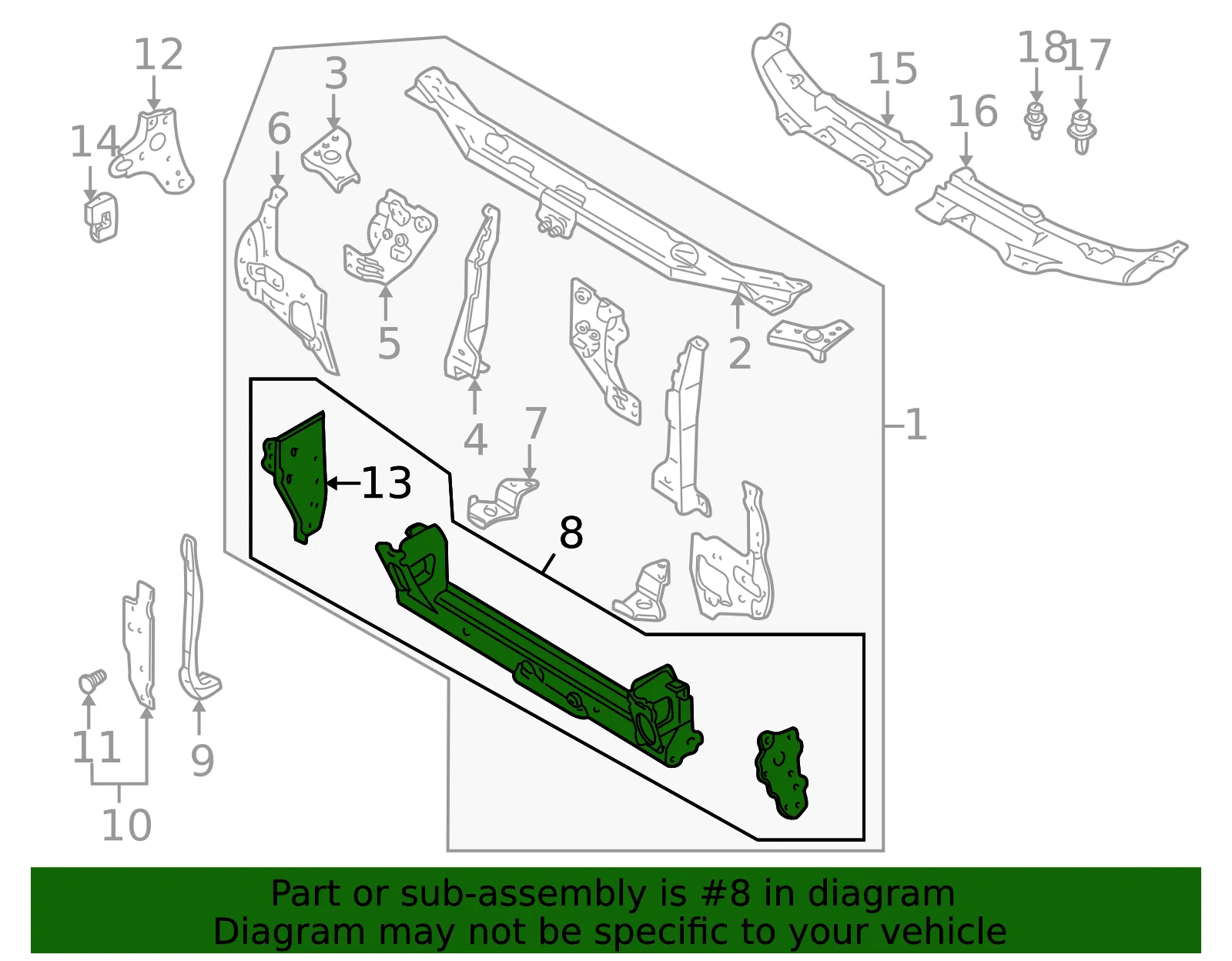 Radiator Support Tie Bar - Mazda (t0605316xa) - view 2