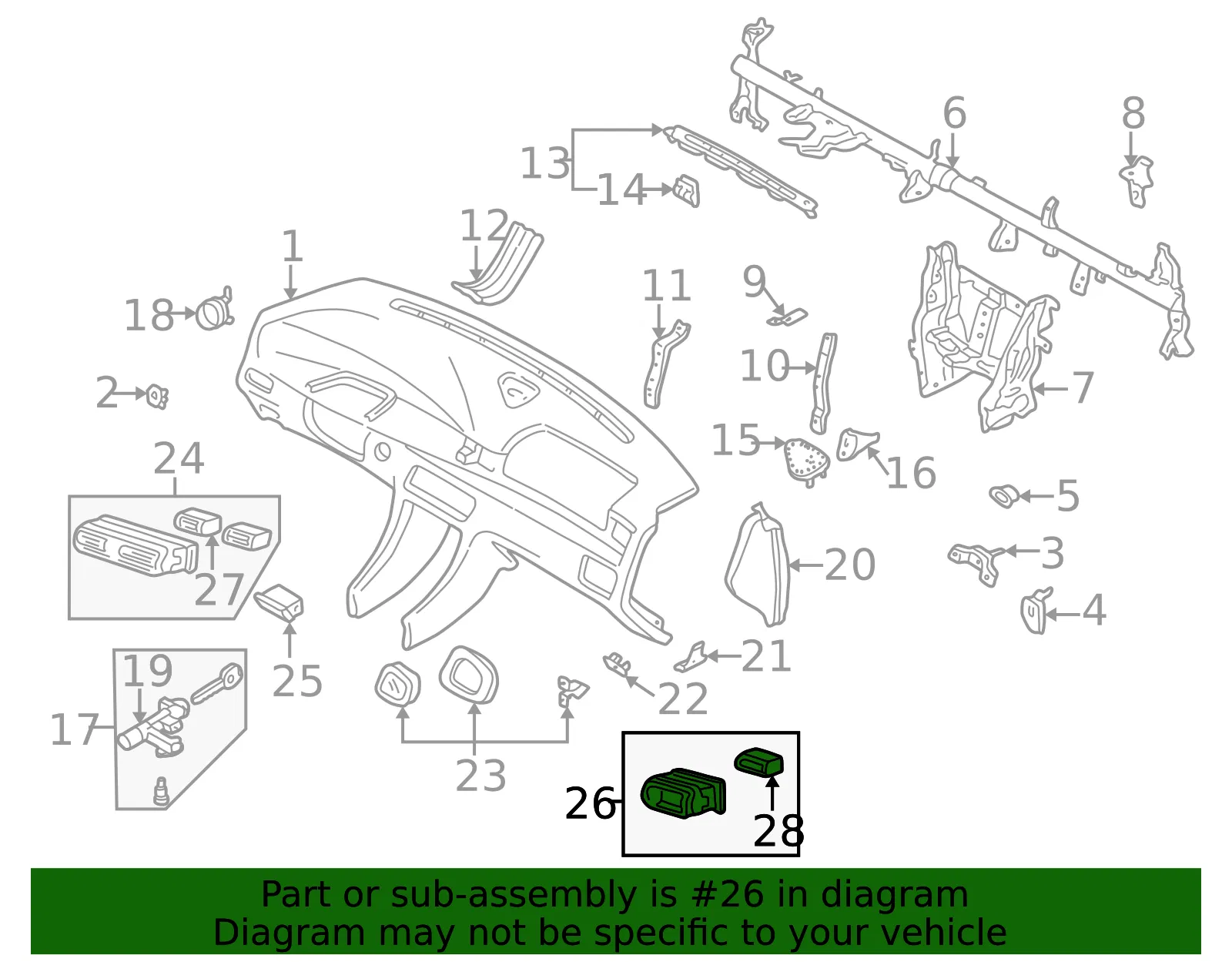 Dashboard Air Vent - Mazda (t0606473005) - view 2